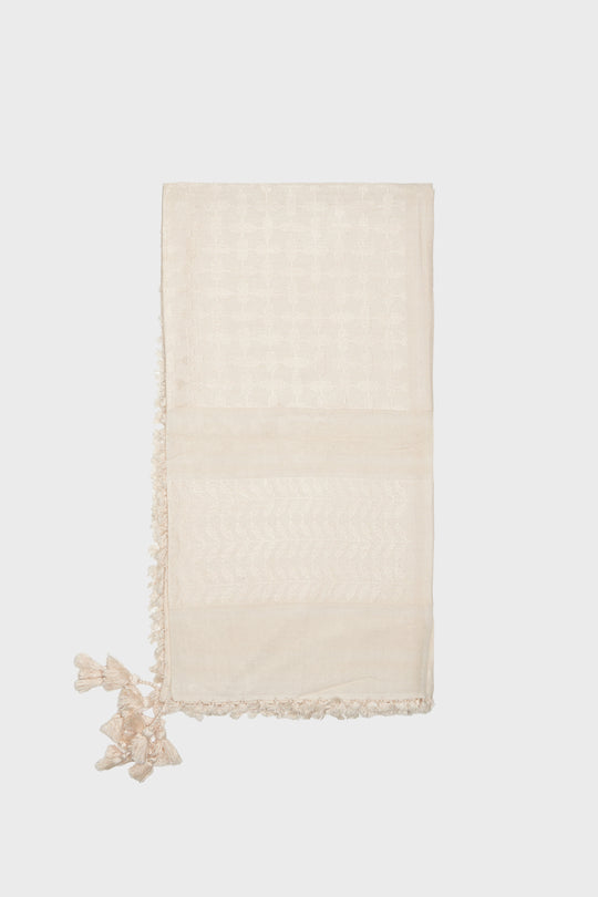 Pearled Ivory & Eggnog Bamboo Keffiyeh Scarf - CAVE