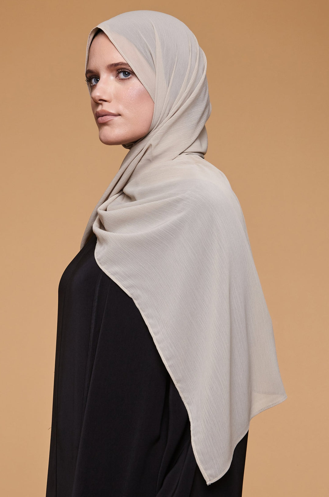 Plaza Taupe Crinkle Soft Crepe Hijab - CAVE