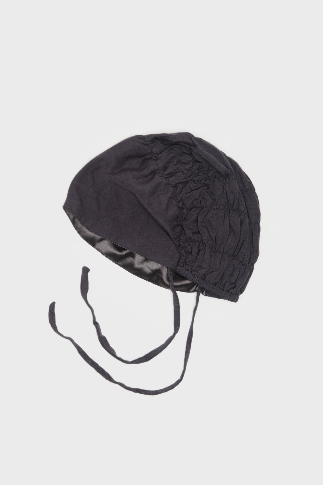 Satin-Blend Charcoal Scrunchie Hijab Cap - CAVE