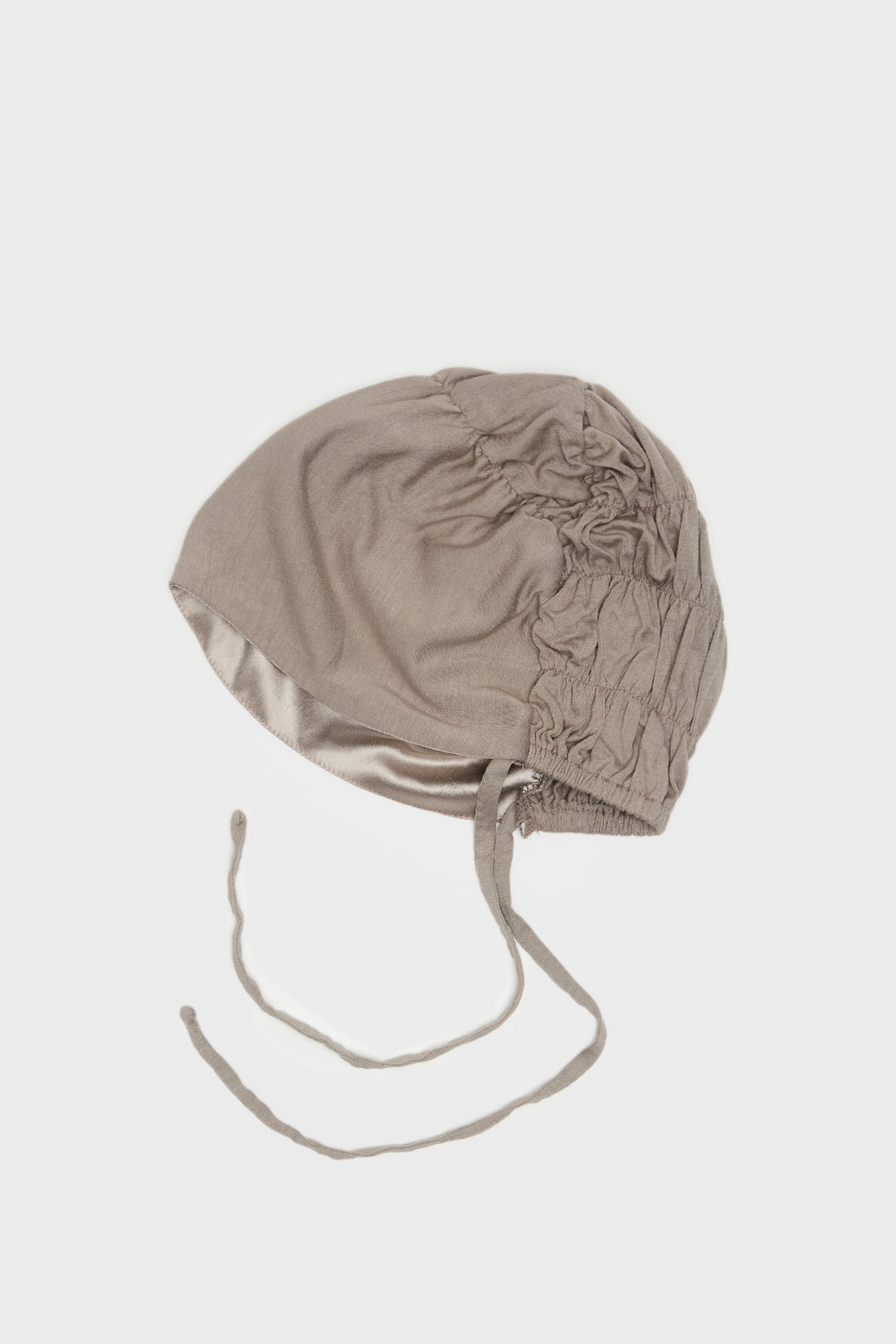 Satin-Blend Latte Scrunchie Hijab Cap - CAVE