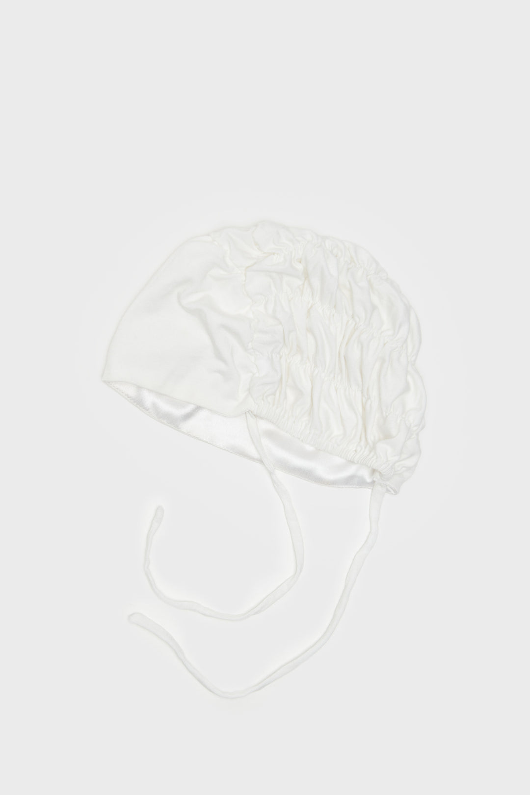 Satin-Blend Pure White Scrunchie Hijab Cap - CAVE