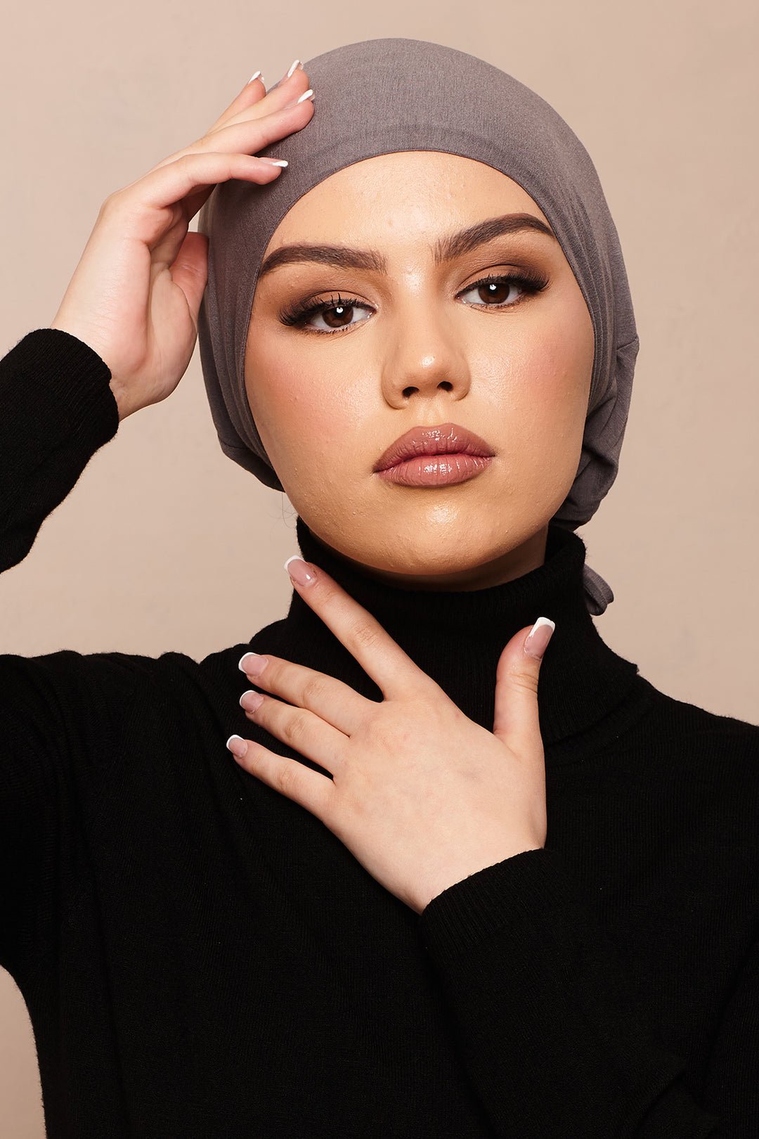 Shadow Charcoal Bamboo Jersey Hijab Cap - CAVE