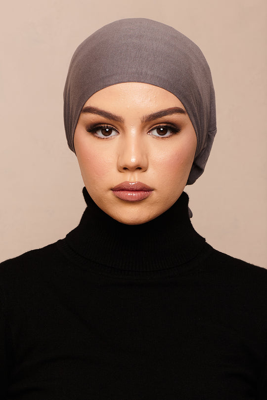 Shadow Charcoal Bamboo Jersey Hijab Cap - CAVE