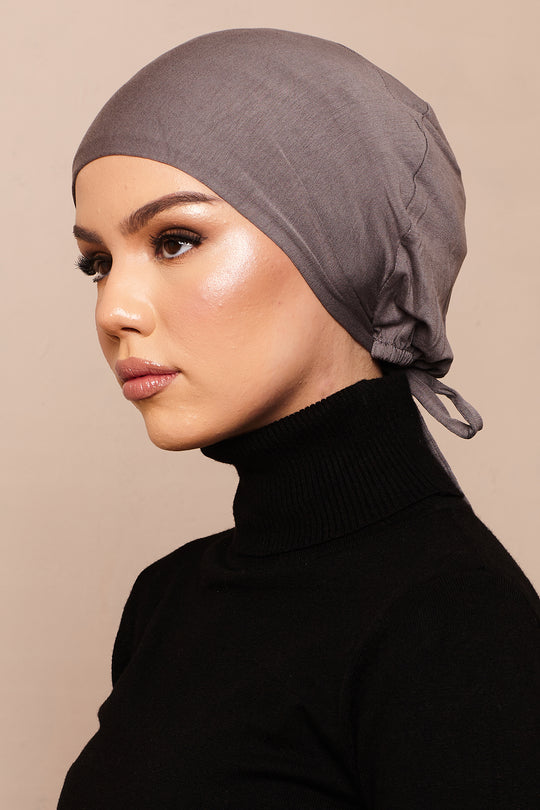 Shadow Charcoal Bamboo Jersey Hijab Cap - CAVE