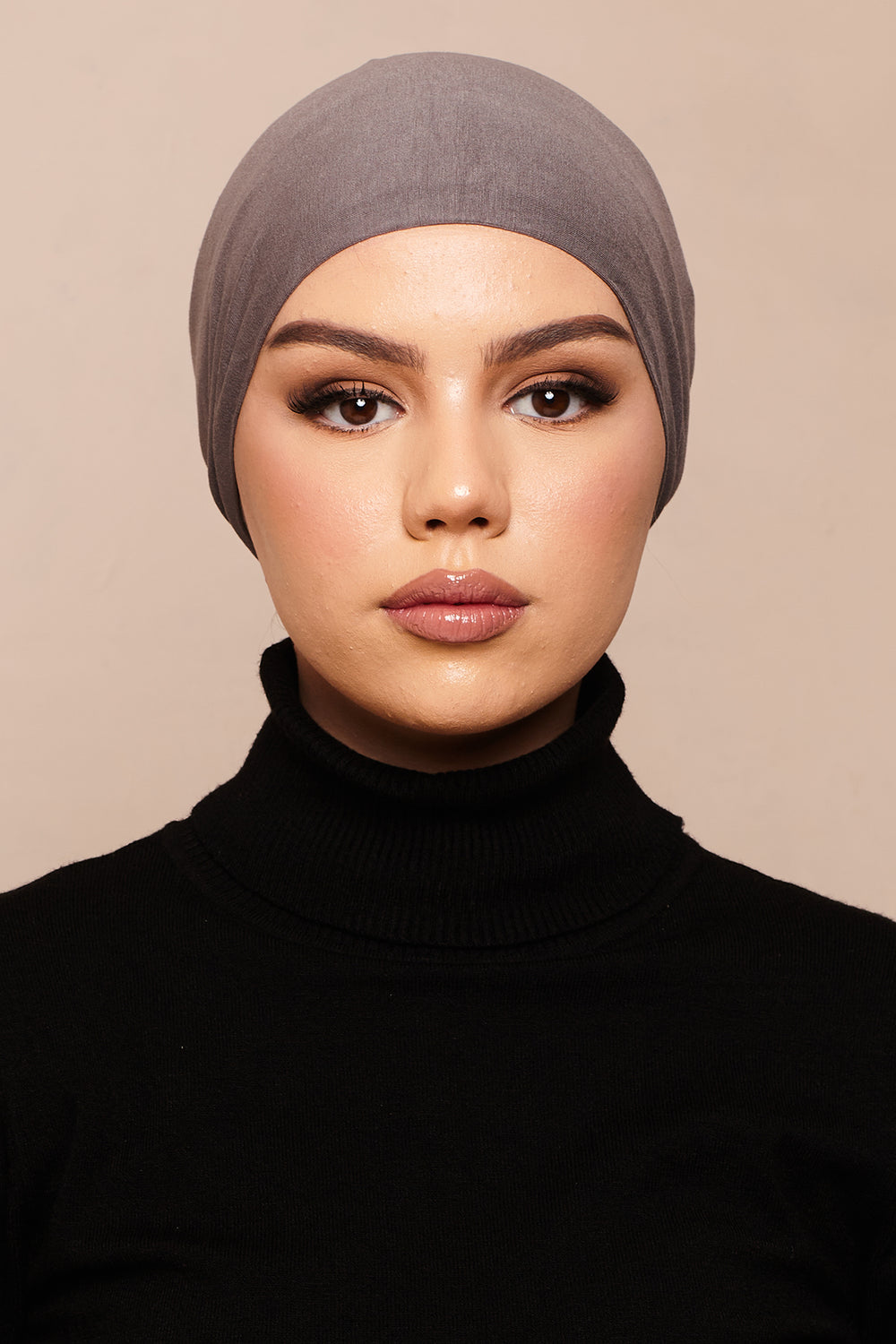 Shadow Charcoal Scrunchie Bamboo Jersey Hijab Cap - CAVE