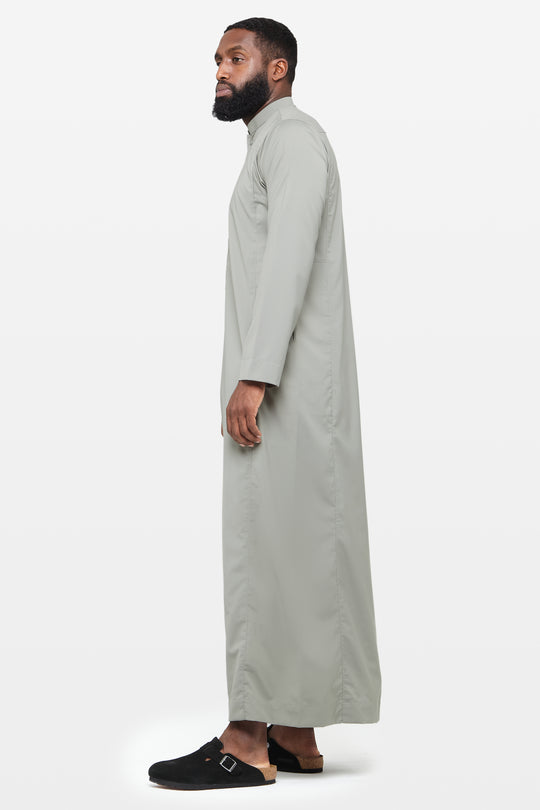 Shadow Khaki Classic Saudi Collar Thobe - CAVE