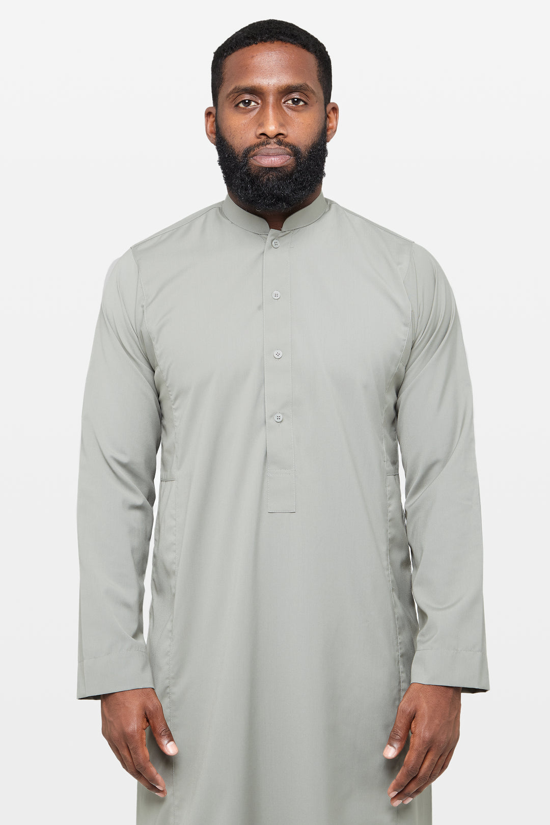 Shadow Khaki Classic Saudi Collar Thobe - CAVE