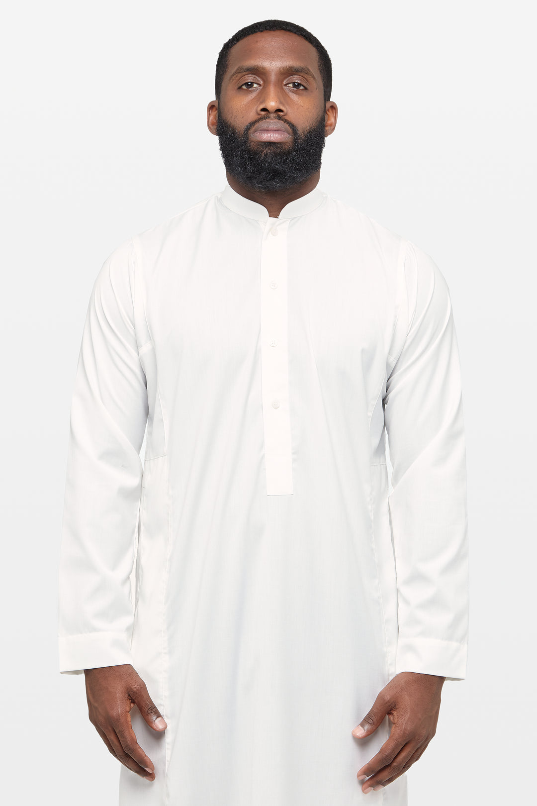 White Classic Saudi Collar Thobe - CAVE