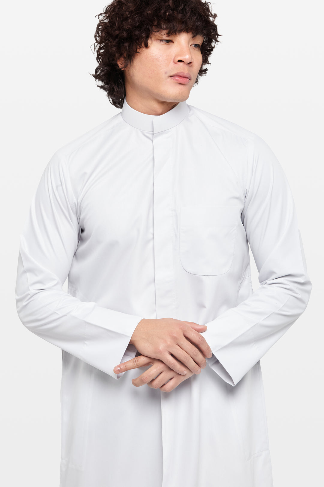 Wind Grey Kuwaiti Collar Thobe - CAVE