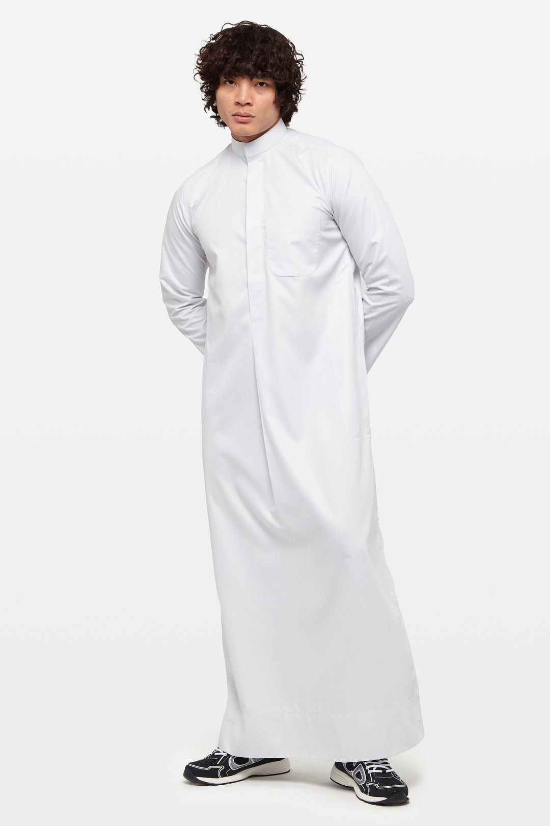 Wind Grey Kuwaiti Collar Thobe - CAVE