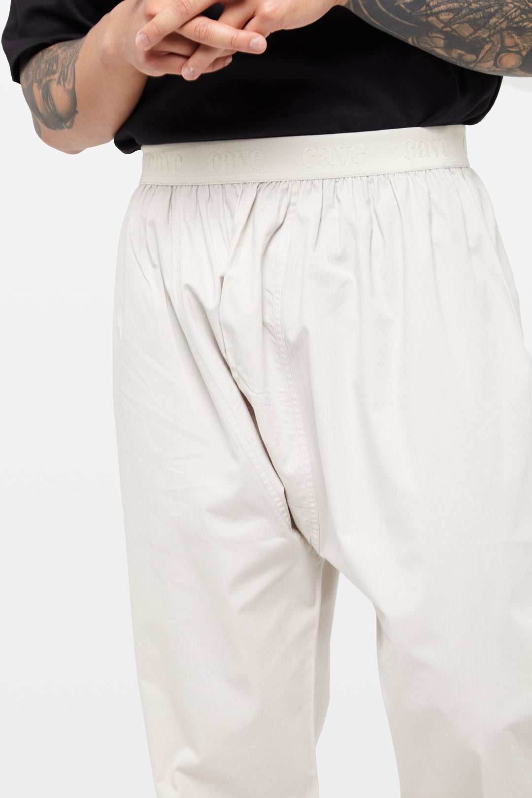 Wind Grey Wide-Leg Elasticated Cotton Trousers - CAVE