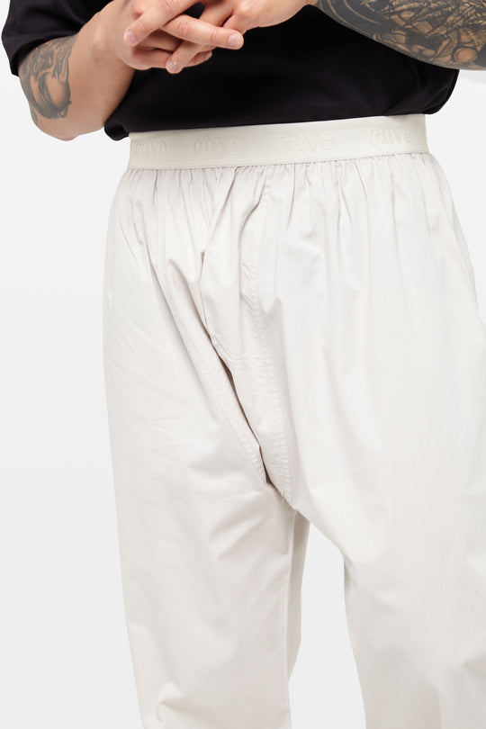 Wind Grey Wide-Leg Elasticated Cotton Trousers - CAVE