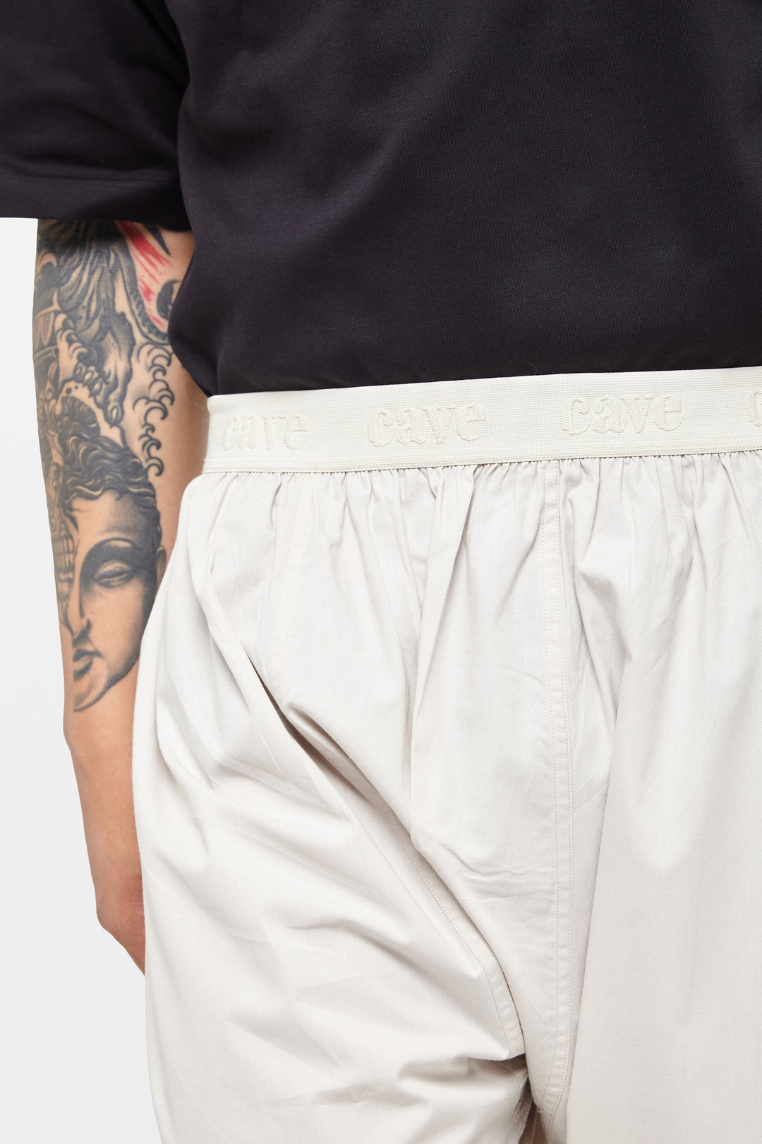 Wind Grey Wide-Leg Elasticated Cotton Trousers - CAVE