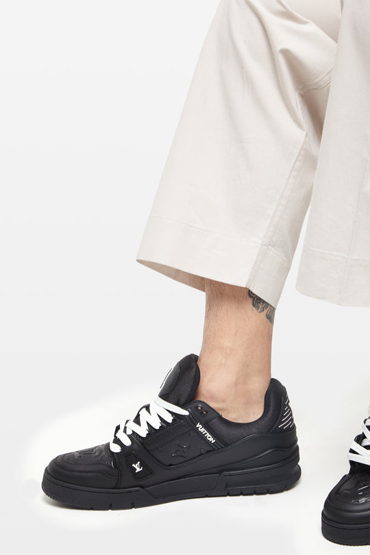 Wind Grey Wide-Leg Elasticated Cotton Trousers - CAVE