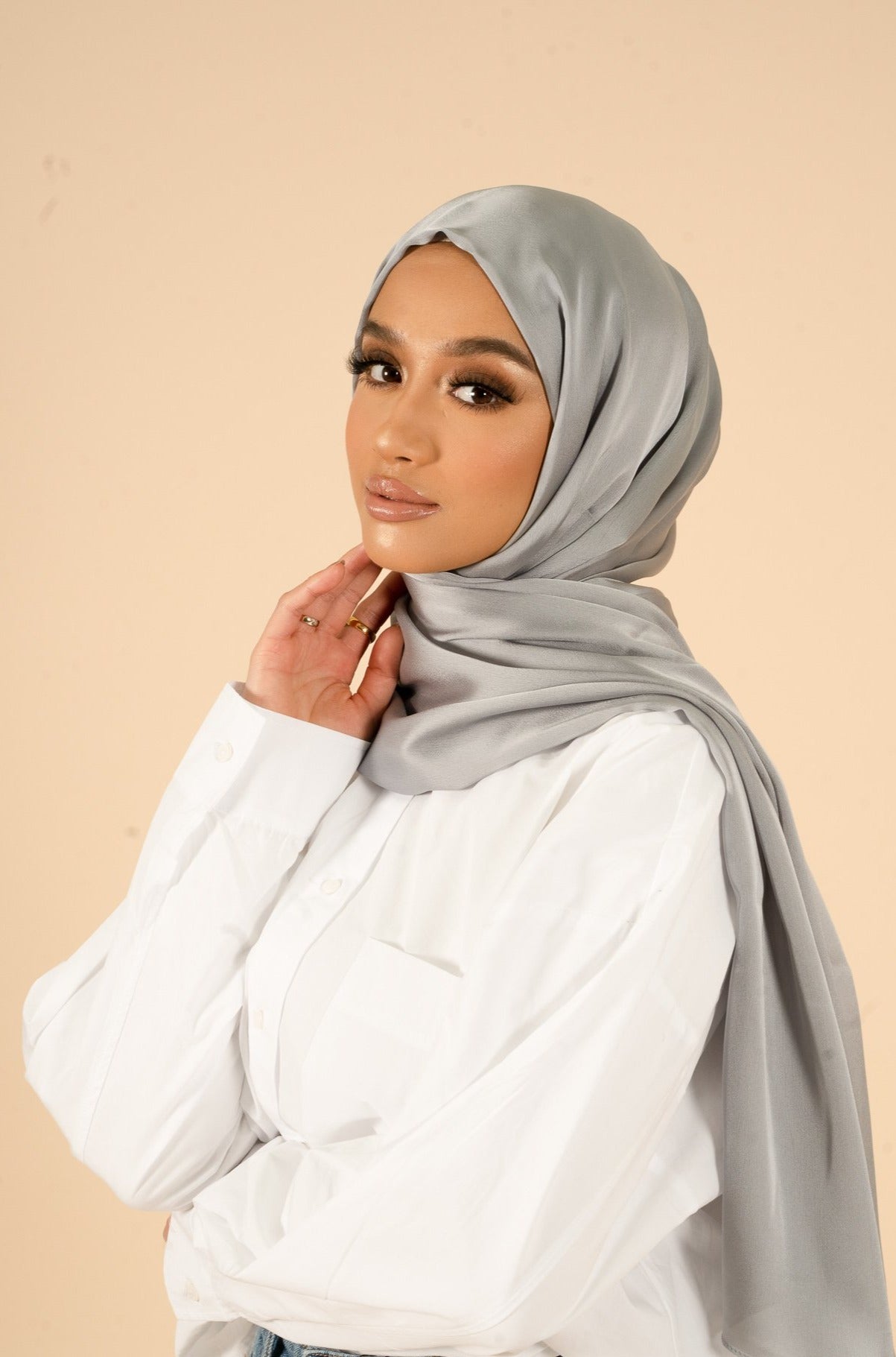 Silver Sconce Soft Satin Hijab