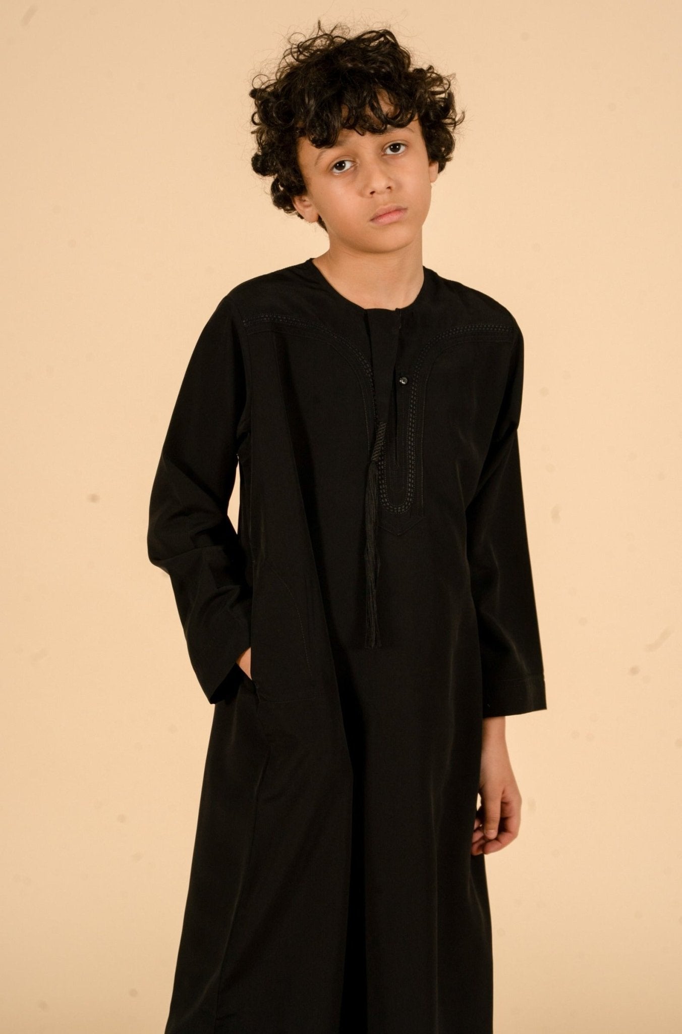 Black Classic Omani Kids Thobe - CAVE