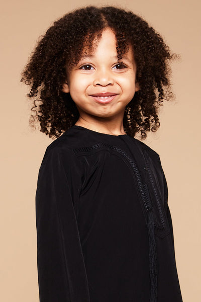 Black Classic Omani Toddlers Thobe - CAVE