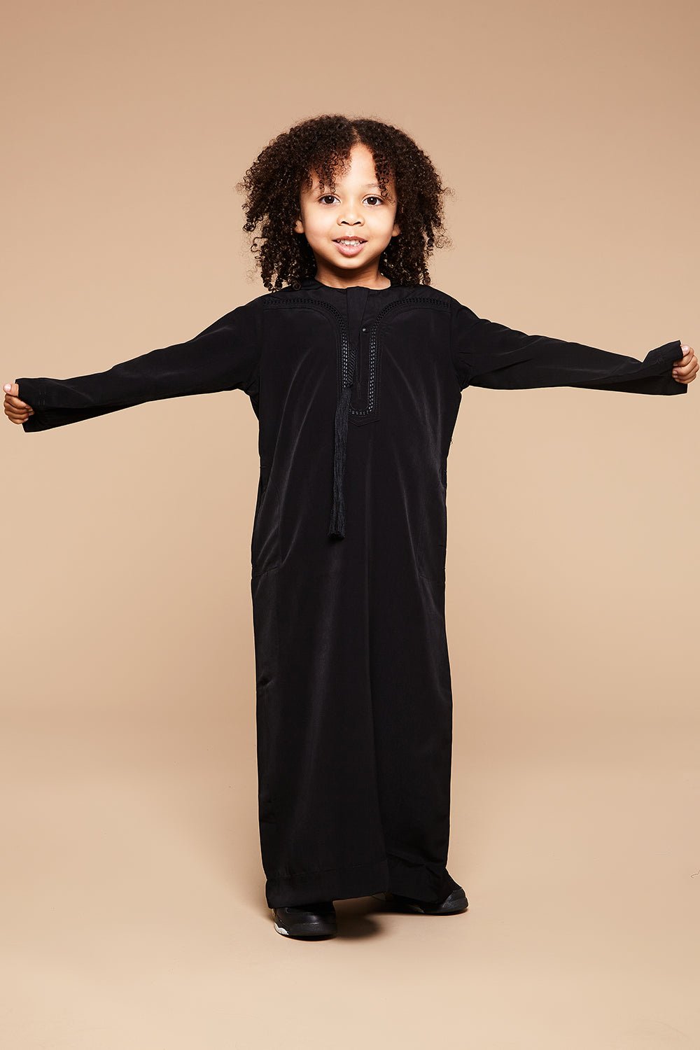 Black Classic Omani Toddlers Thobe - CAVE