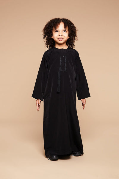 Black Classic Omani Toddlers Thobe - CAVE