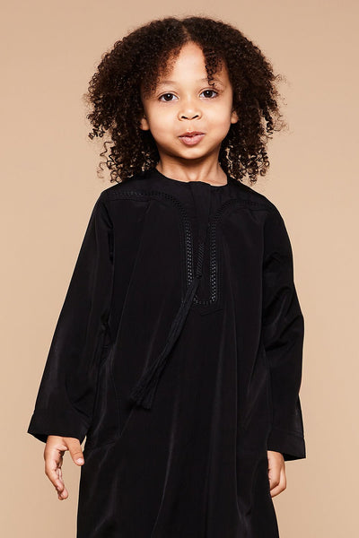 Black Classic Omani Toddlers Thobe - CAVE