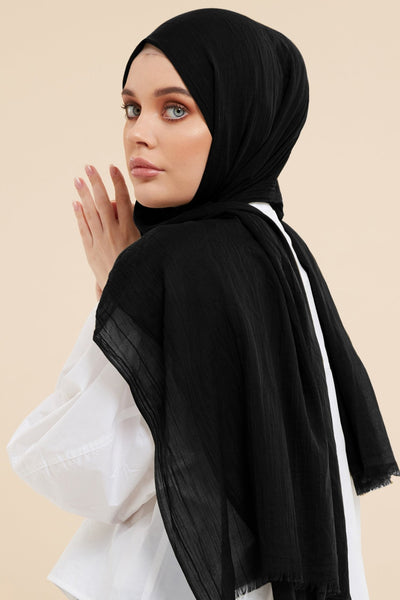 Black Cotton & Silk Hijab - CAVE