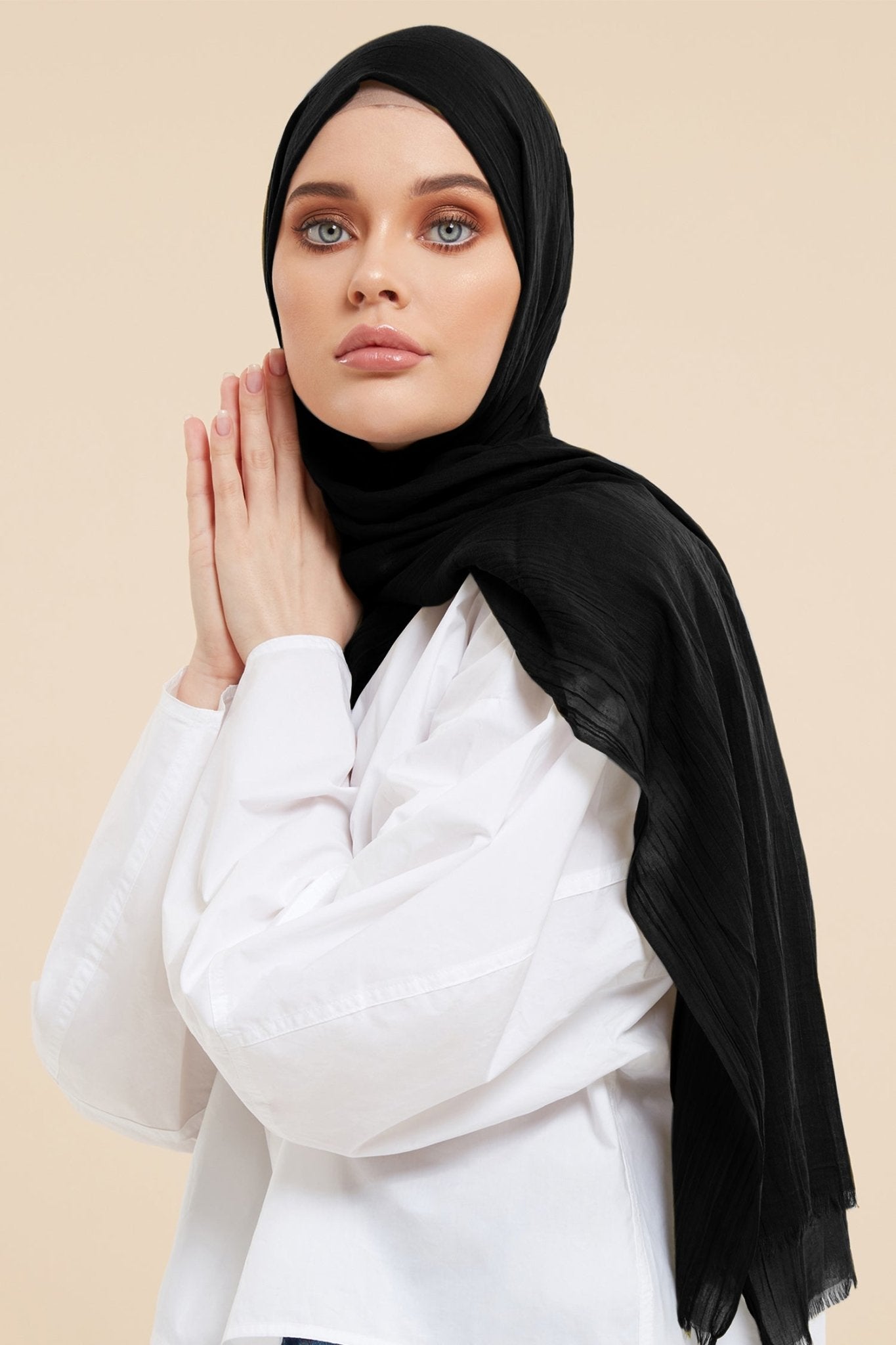 Black Cotton & Silk Hijab - CAVE