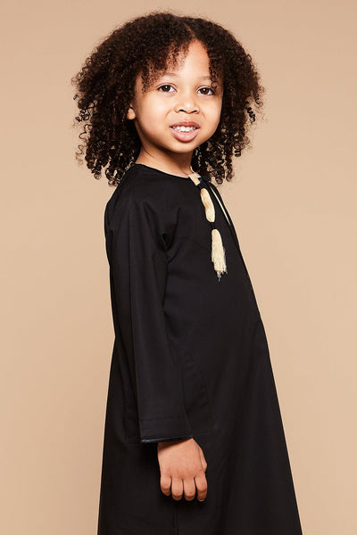 Black & Gold Omani Kids Thobe - CAVE