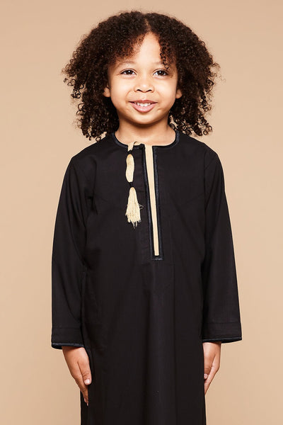 Black & Gold Omani Kids Thobe - CAVE