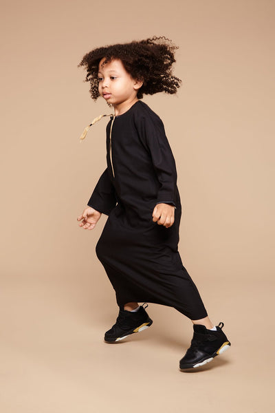 Black & Gold Omani Kids Thobe - CAVE