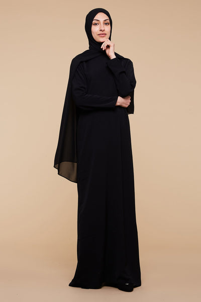 Black High Classic Neck Abaya - CAVE