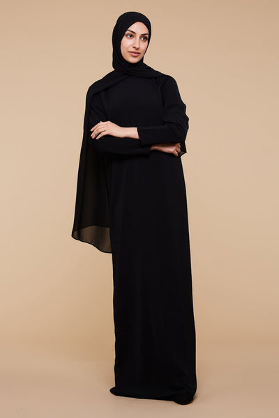 Black High Classic Neck Abaya - CAVE