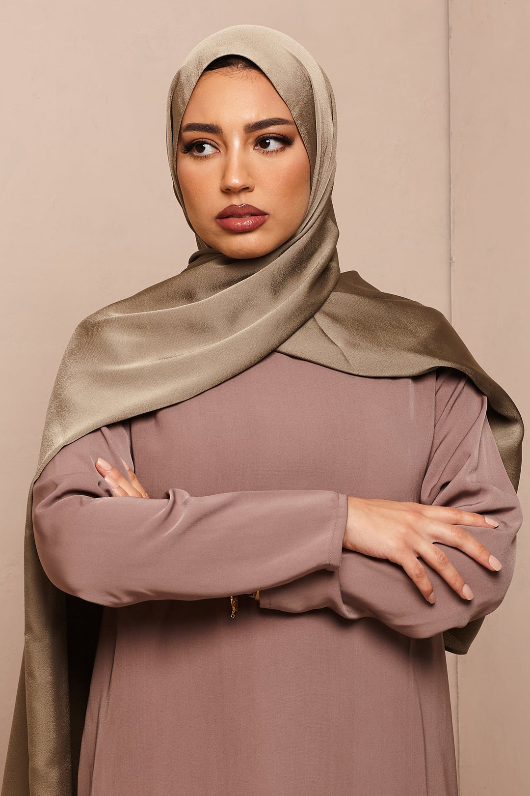 Camouflage Grain Satin Hijab - CAVE