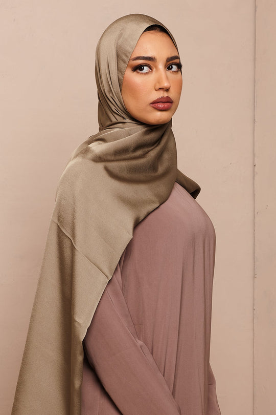 Camouflage Grain Satin Hijab - CAVE
