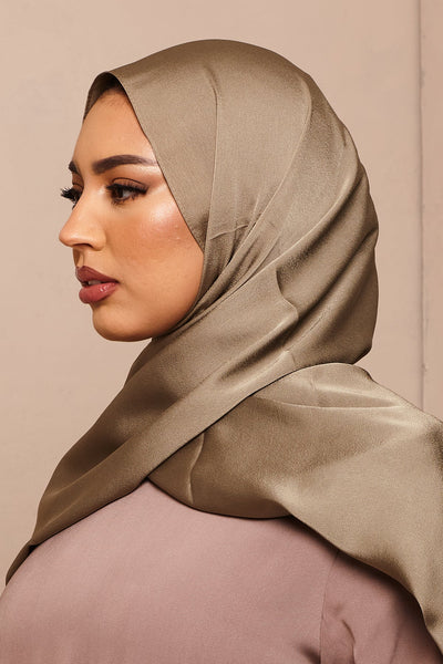 Camouflage Grain Satin Hijab - CAVE