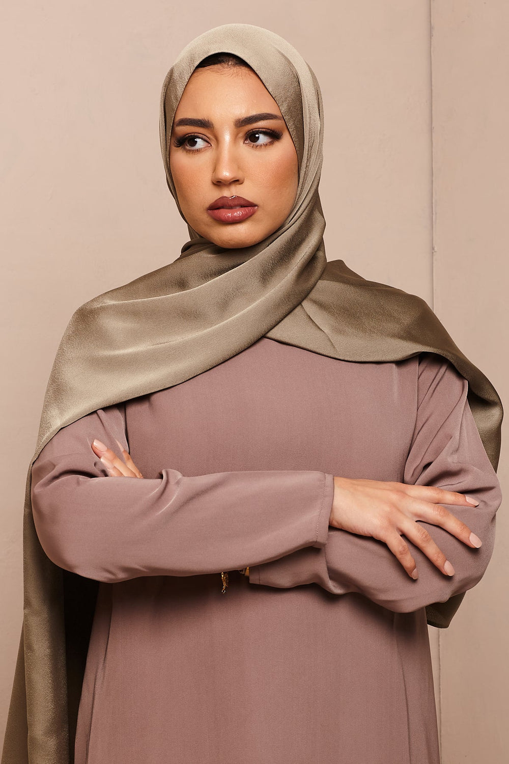 Camouflage Grain Satin Hijab - CAVE