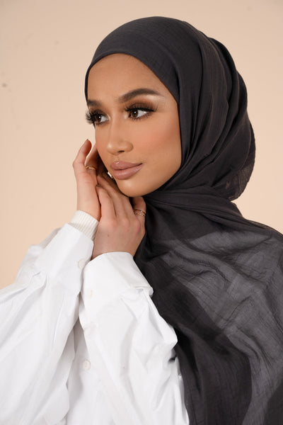 Charcoal Frost Cotton & Silk Hijab - CAVE