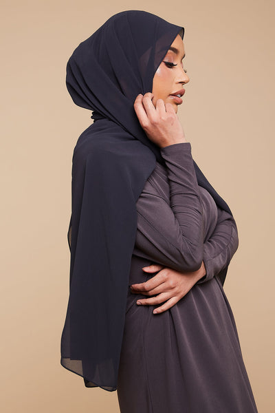 Charcoal Soft Crepe Chiffon Hijab - CAVE