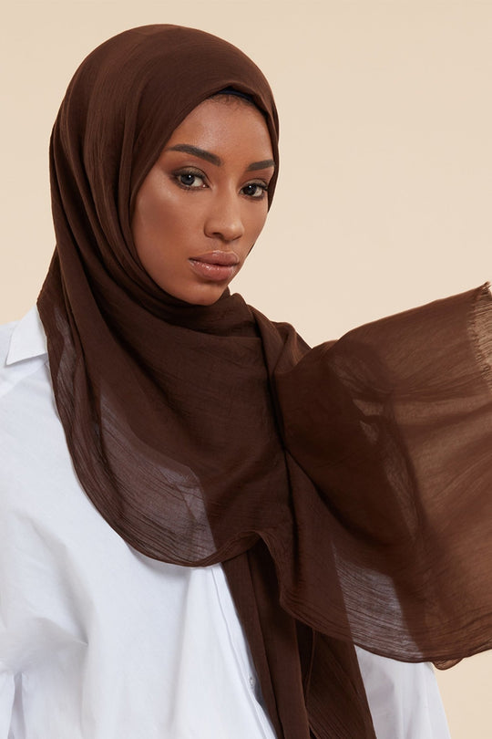Chocolate Brown Cotton & Silk Hijab - CAVE