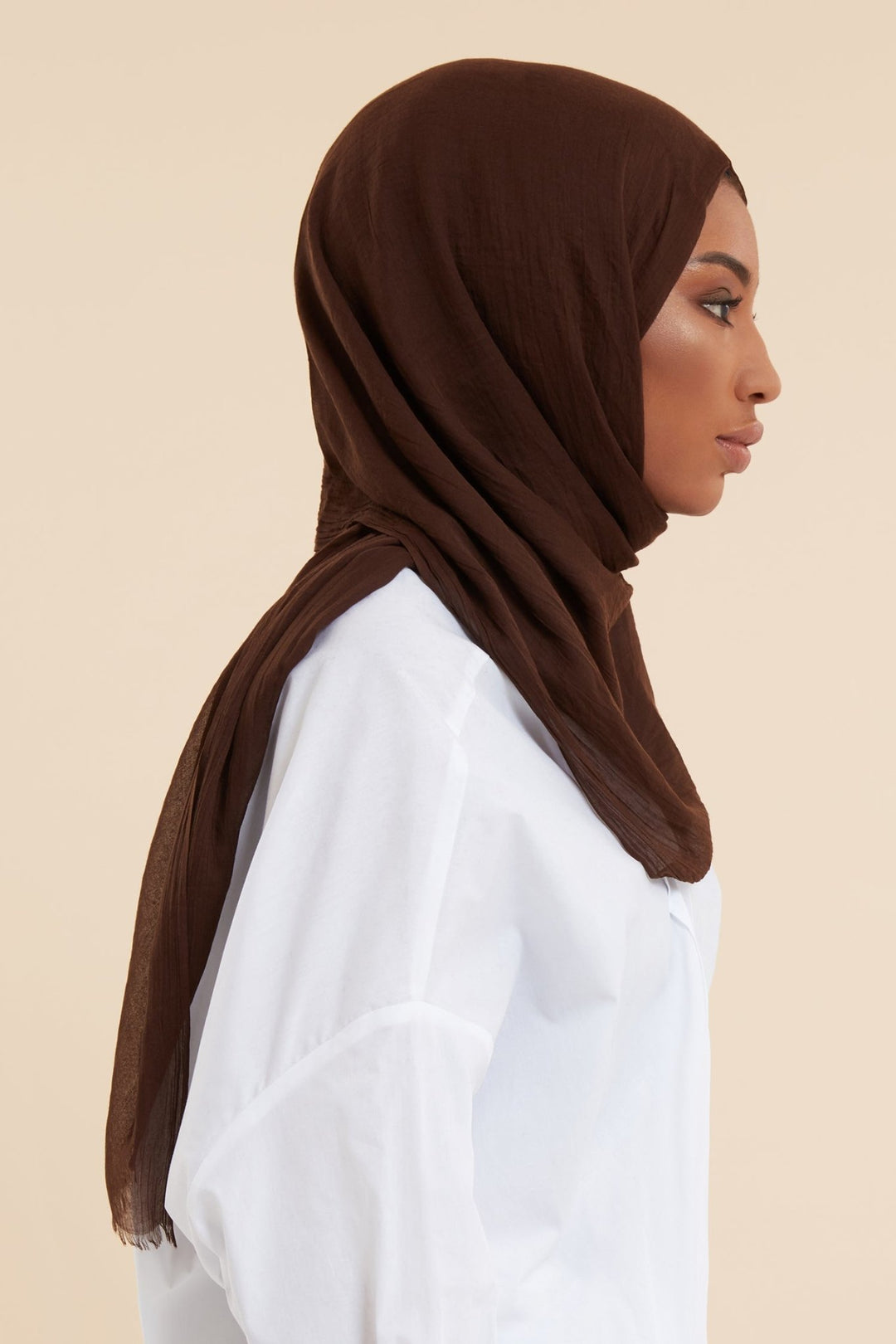 Chocolate Brown Cotton & Silk Hijab - CAVE