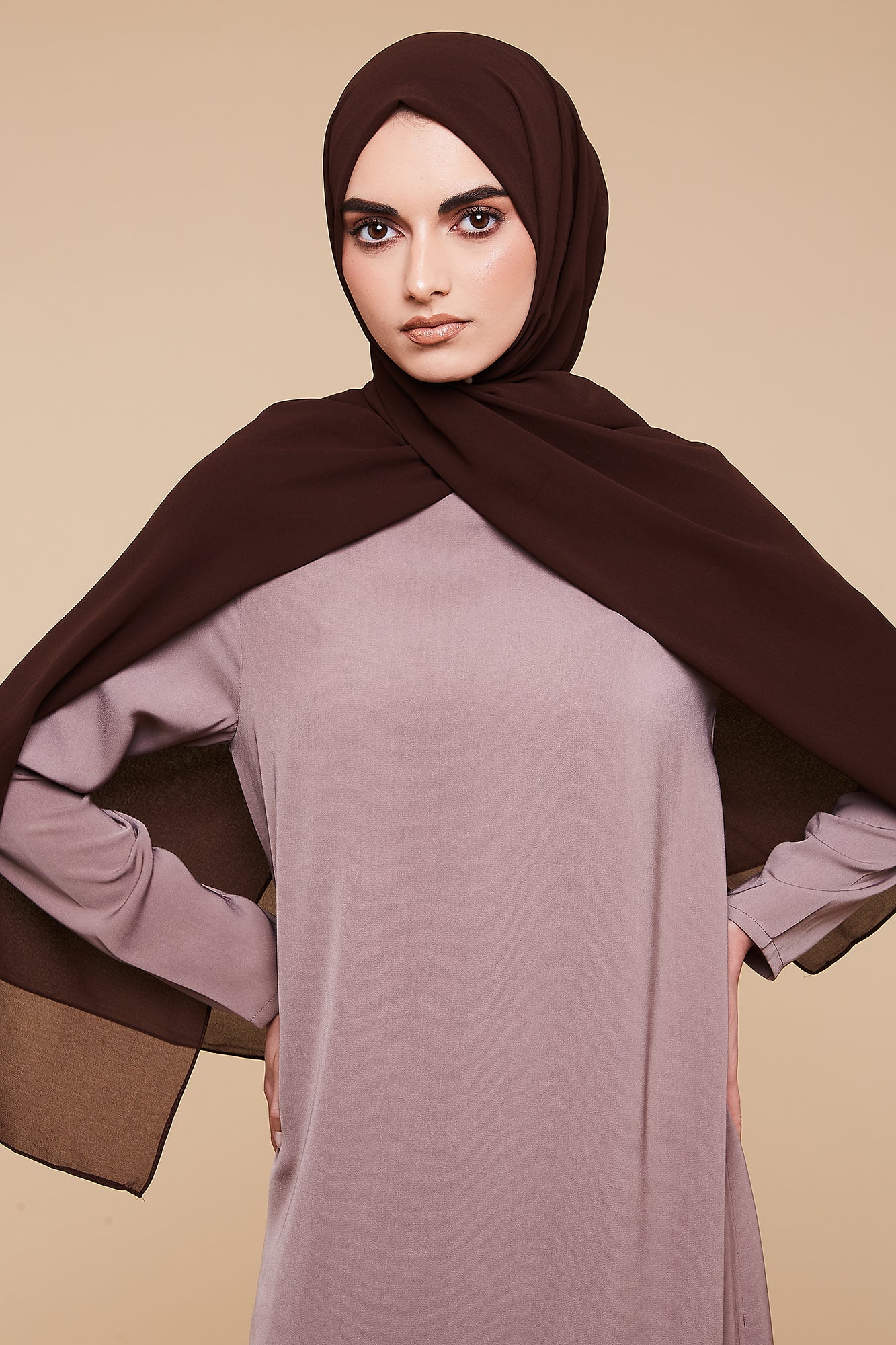 Chocolate Brown Soft Crepe Chiffon Hijab - CAVE
