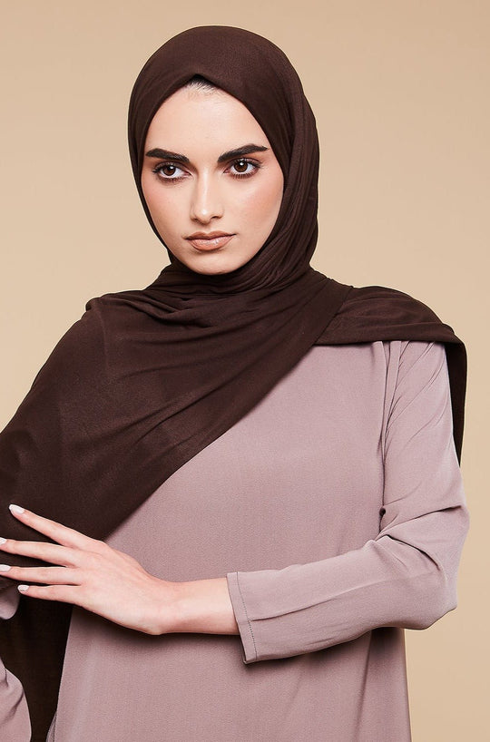Chocolate Brown Soft Jersey Hijab - CAVE