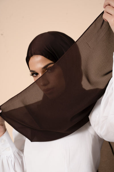 Chocolate Brown Soft Satin Hijab - CAVE