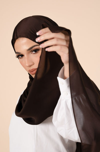 Chocolate Brown Soft Satin Hijab - CAVE
