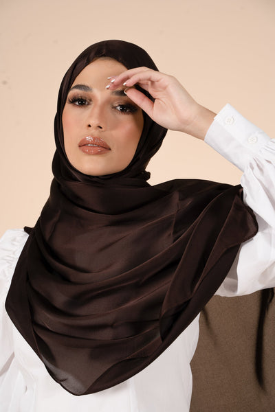 Chocolate Brown Soft Satin Hijab - CAVE