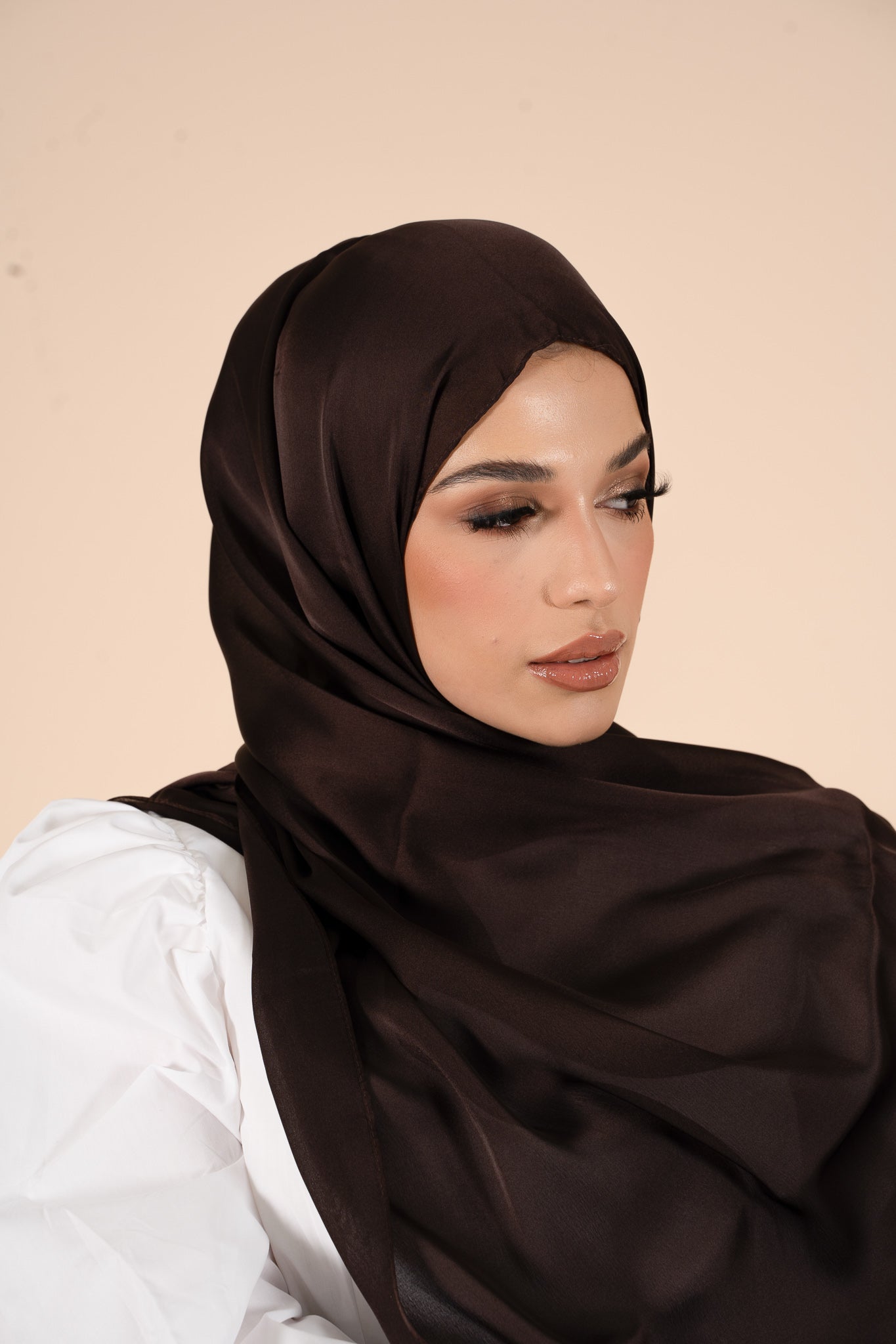 Chocolate Brown Soft Satin Hijab - CAVE