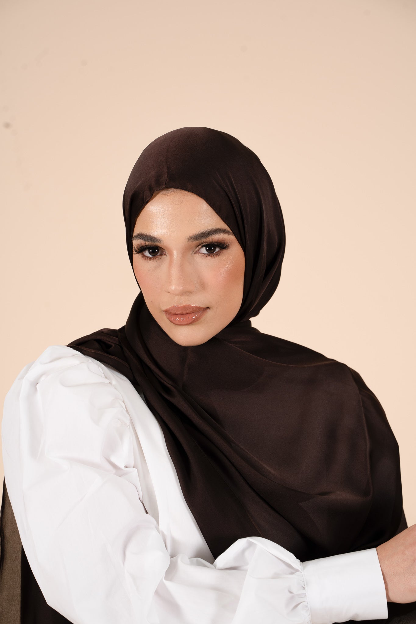 Chocolate Brown Soft Satin Hijab - CAVE