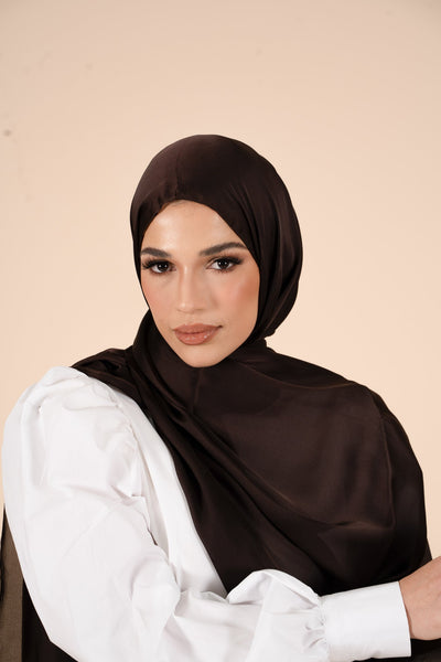Chocolate Brown Soft Satin Hijab - CAVE