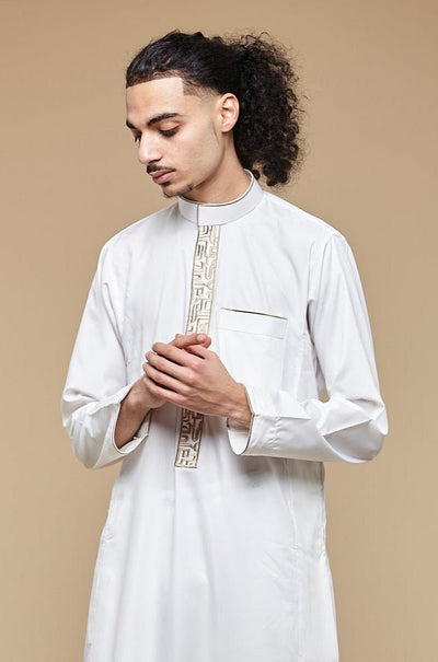 Cream Arabesque Collar Thobe - CAVE