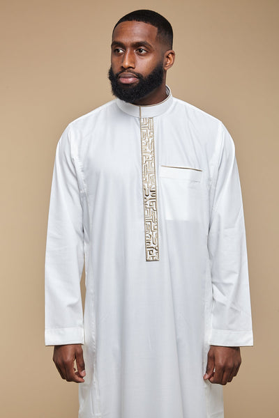 Cream Arabesque Collar Thobe - CAVE