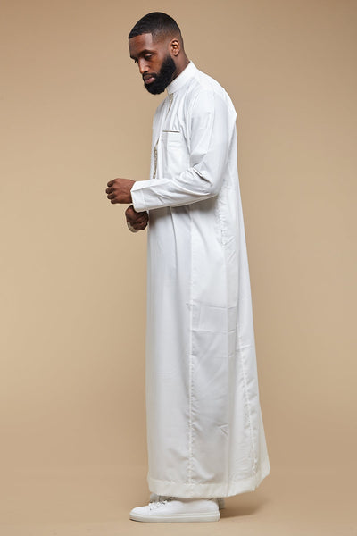 Cream Arabesque Collar Thobe - CAVE